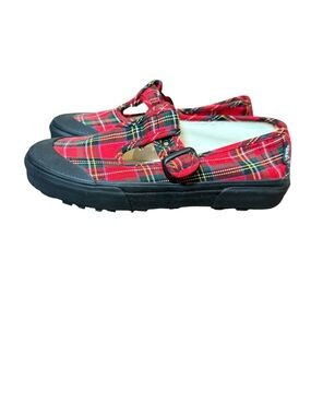 New (no box) Vans Red Plaid Mary Jane Slip-On Sneaker Shoes